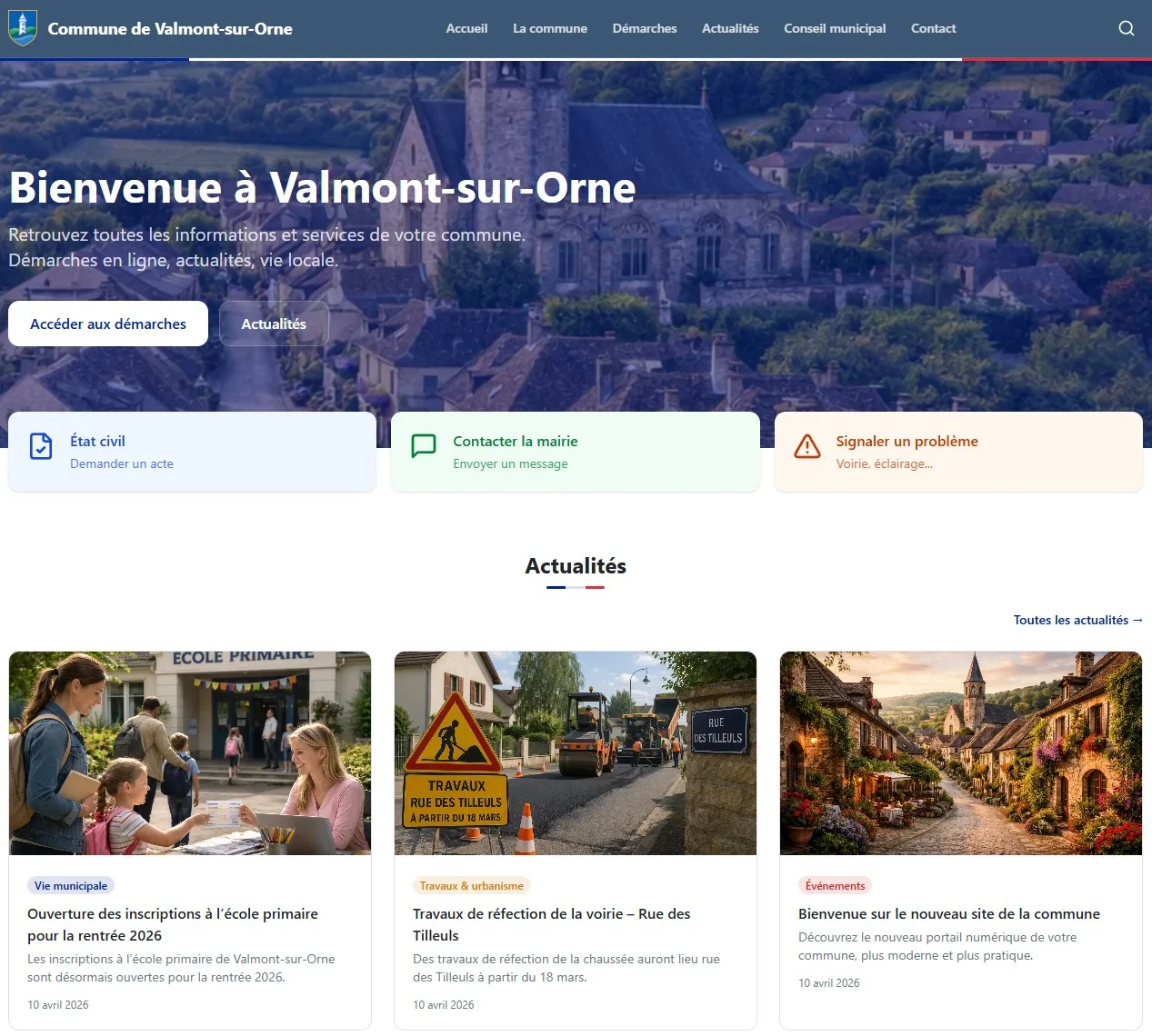 Capture d'écran du site Valmont-sur-Orne